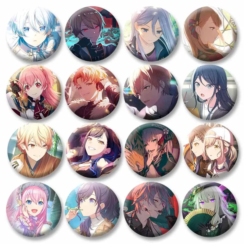 Project SEKAI Anime Tenma Saki Asahina Mafuyu Badge Kawaii Cartoon Figure Brooch Pins for Clothes Bag Accessories Jewelry Gifts