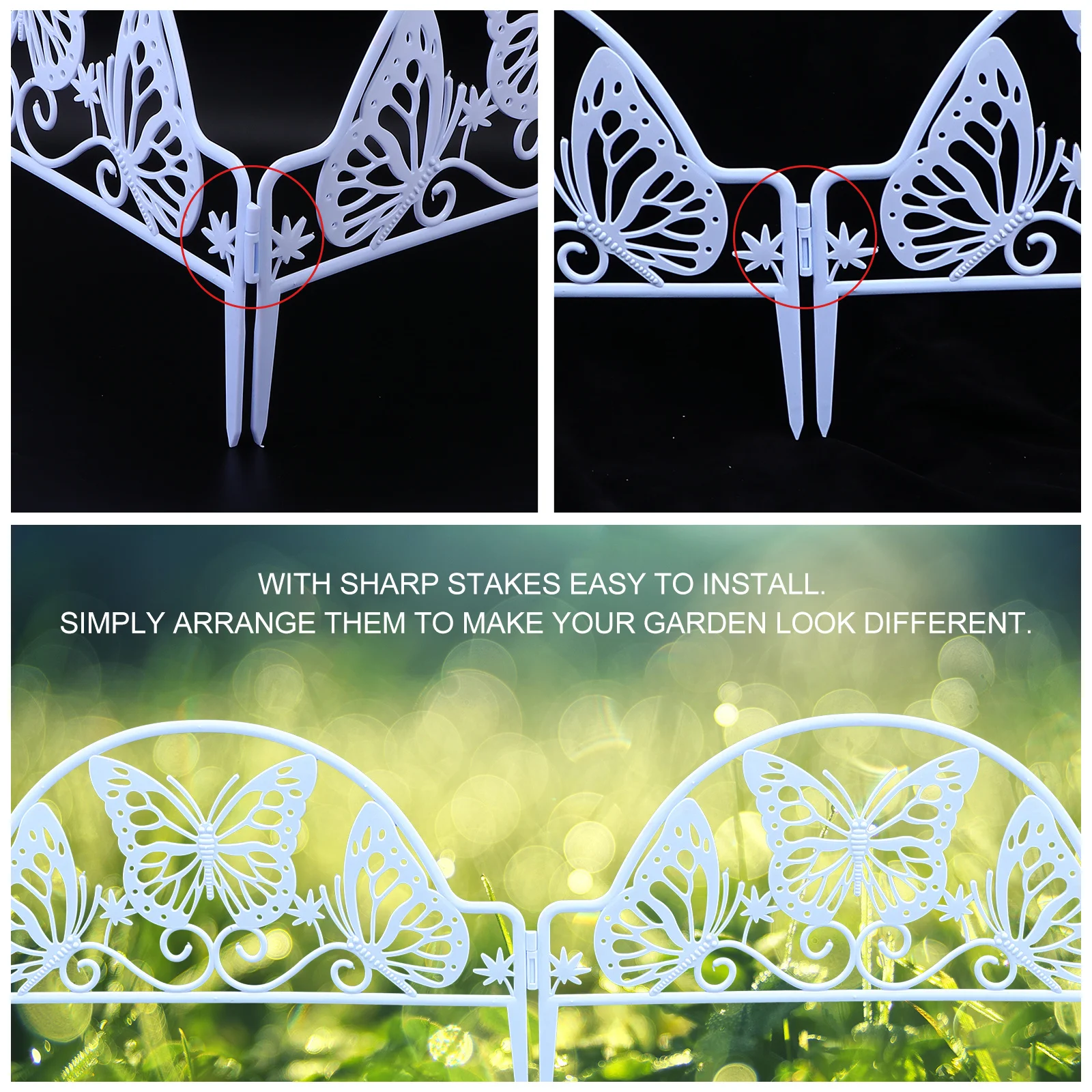 

4Pcs Plastic Garden Fence Decorative Landscape Border Perfect for Yard Patio Outdoor Ornament Garden Edging Fence Adornment