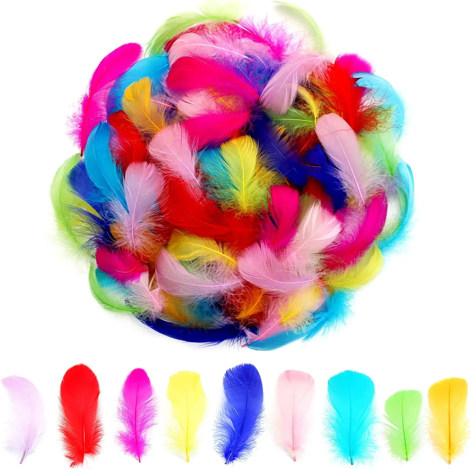 100-400PCS Colorful Turkey Feathers for DIY Art Craft Project Bright Artificial Feathers for Christmas Festival Home Party Decor