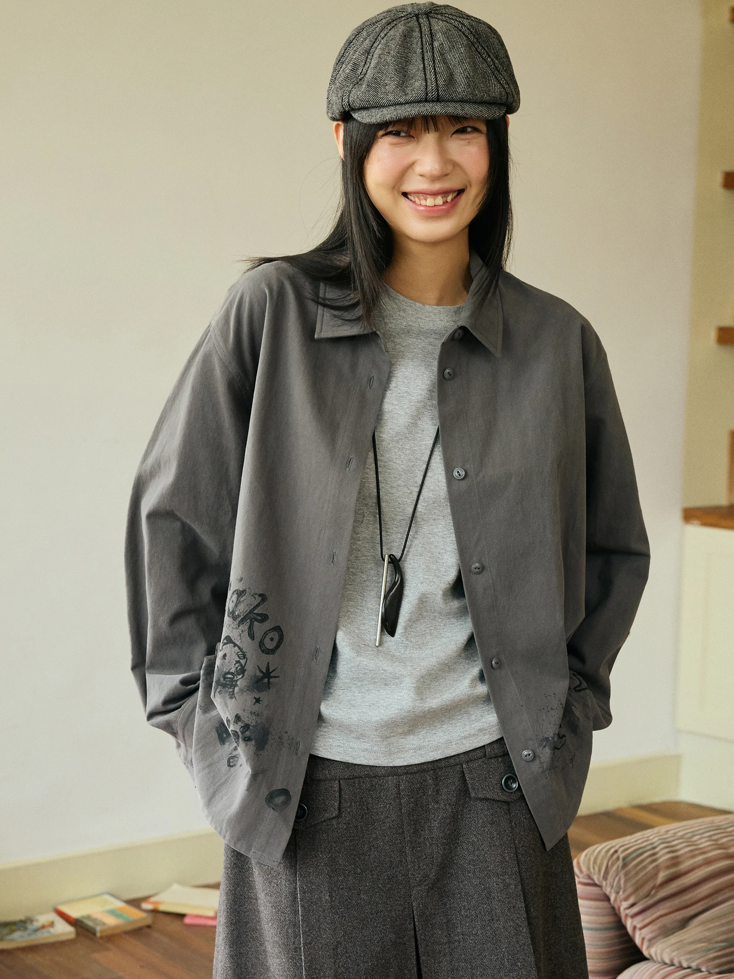 

Octopusme Повседневная хлопковая рубашка женская свободного кроя с принтом, новая весенняя модель, с длинным рукавом, на пуговицах, дышащая, тонкая верхняя одежда