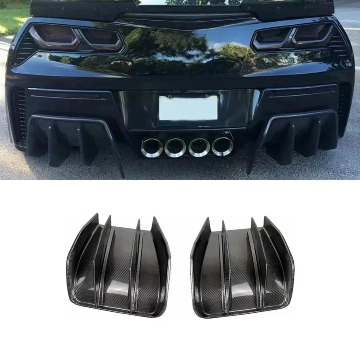 Real Carbon Fiber Look Car Rear Bumper Lip Rear Bumper Splitter Body Kit For Chevrolet Corvette C7 2014-2019 Car Accessories