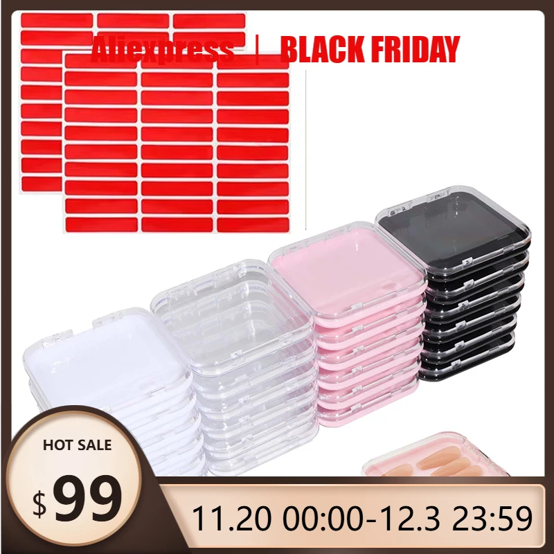 

24 Pcs Press On False Nails Case Storage Box with 60pcs Double Sided Adhesive Nail Display Tape for Nail Art Home Salon Use