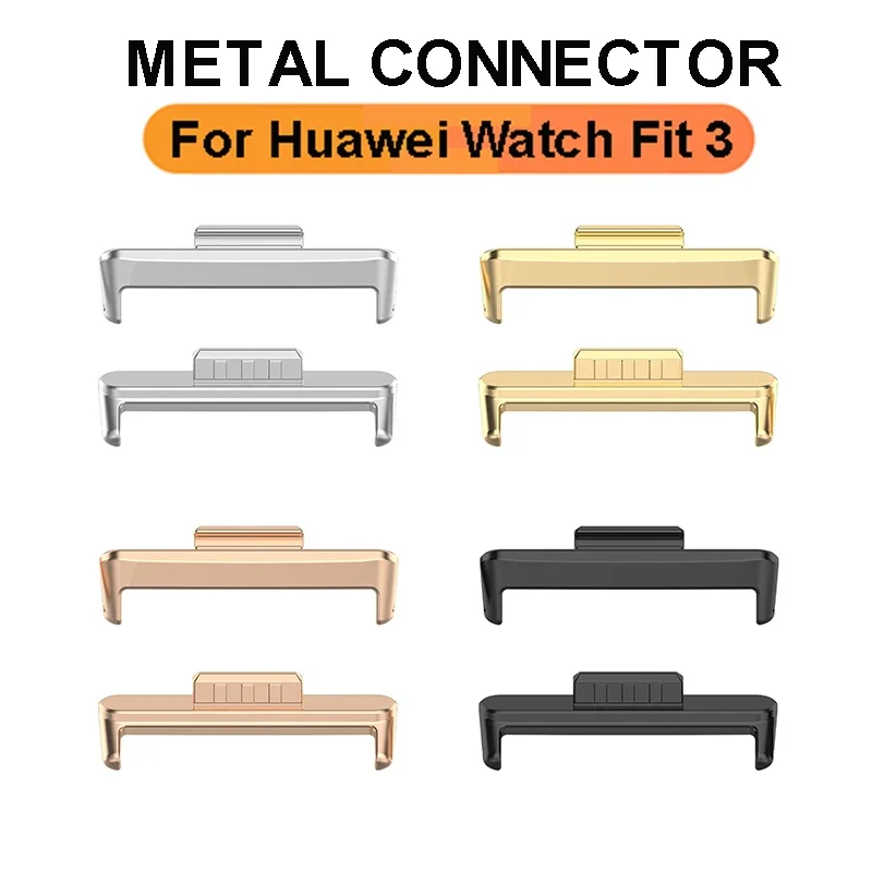 Conector de metal de aço inoxidável para o relógio Huawei, pulseira inteligente, acessórios pulseira, sem costura, ajuste 3, 20mm