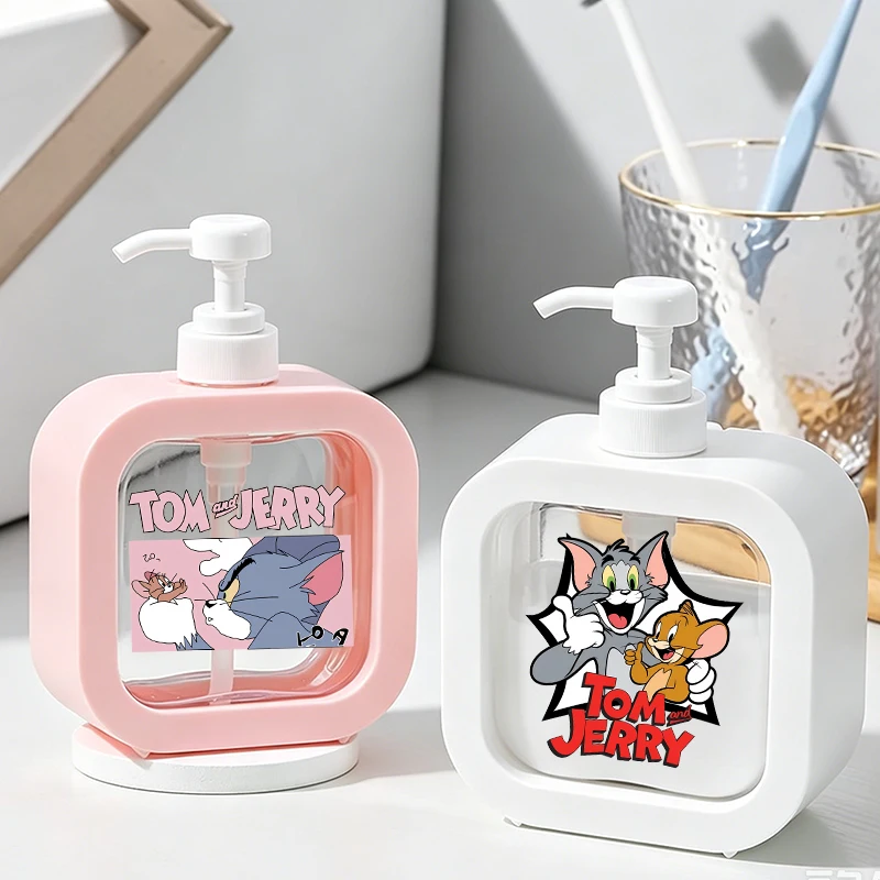 

300ml Tom and Jerry Transparent Soap Dispensers Cute Refillable Portable Empty Bottle Shower Gel Detergent Dispensing Bottle New