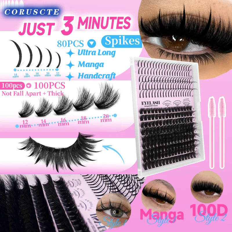 235-teiliges DIY Wimpernverlängerungs-Set, D-Curl Wimpernbüschel, 100D Voluminöse und Dichte Wimpernbüschel 12mm-20mm, Geschenkset – Detail 1