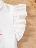 Summer Toddler Girls' Clothing Set Heart Print Ruffle Sleeve T-Shirt Colorful Hearts Tutu Skirt 2Pcs Outfits Kids Baby Girl Casu 4
