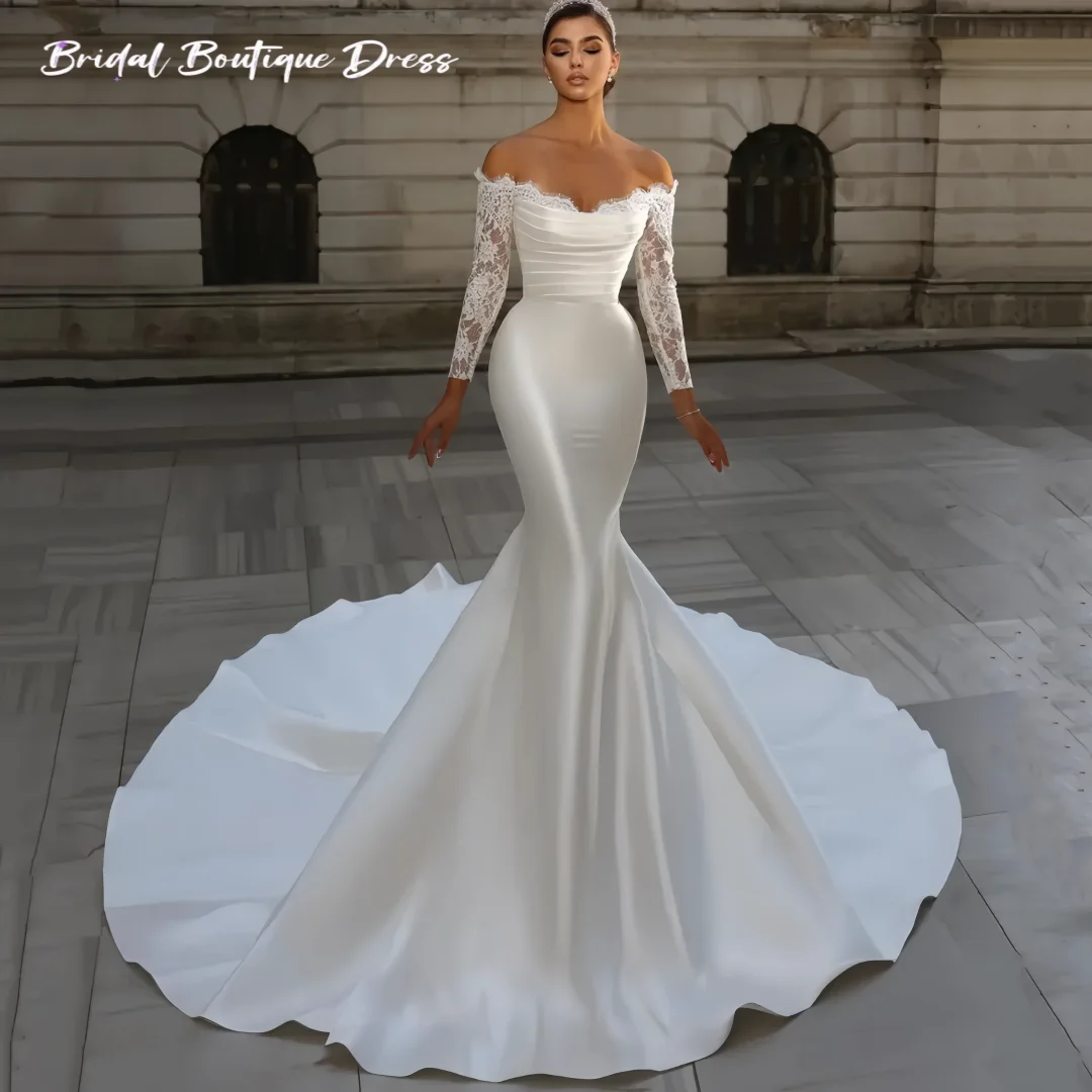 Personalizado vestido de casamento de luxo elegante sereia fora do ombro noiva desses sem alças rendas novos vestidos de noiva novia