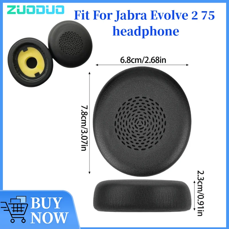 ZUODUO Replacement Earpads For Jabra Evolve 2 75 Ear Cushion / Headphone Ear Pad