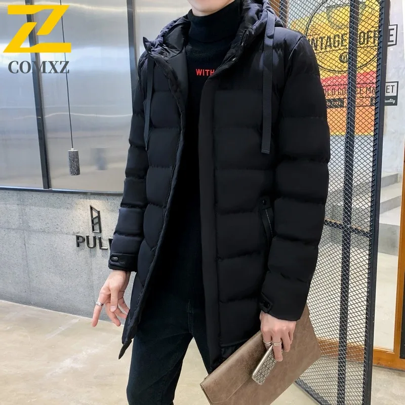 

COMXZ Luxury Men Padded Jacket Casual Hooded Commuting Office Thickened Warm Cotton Coat Street Self-cultivation Winter Parka