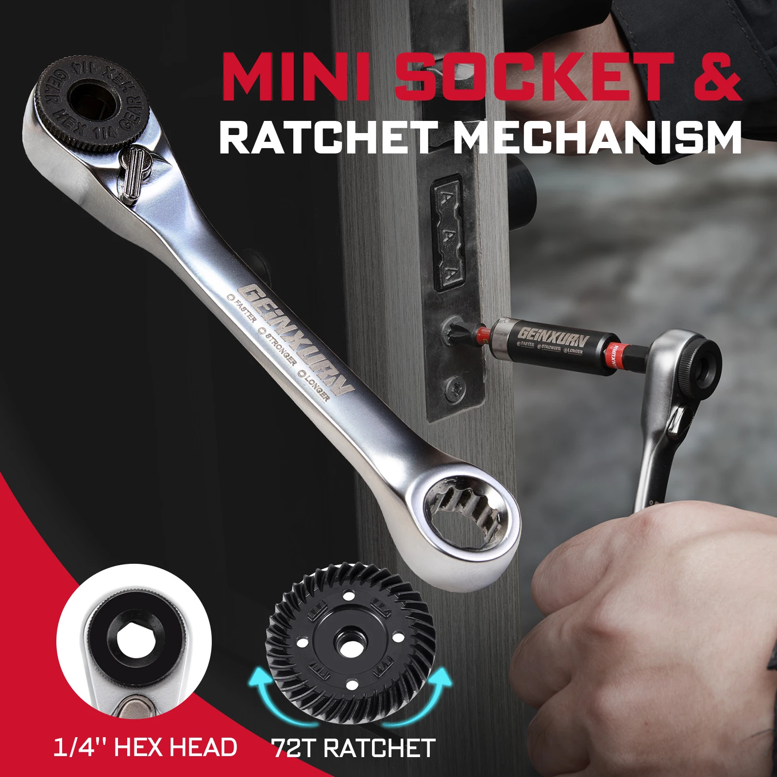 Geinxurn 66Pcs Tools Set Packaged,Impact Screwdriver Bits, Nut Driver, Mini Ratchet Wrech and Impact Bit Holder for Home Repairs