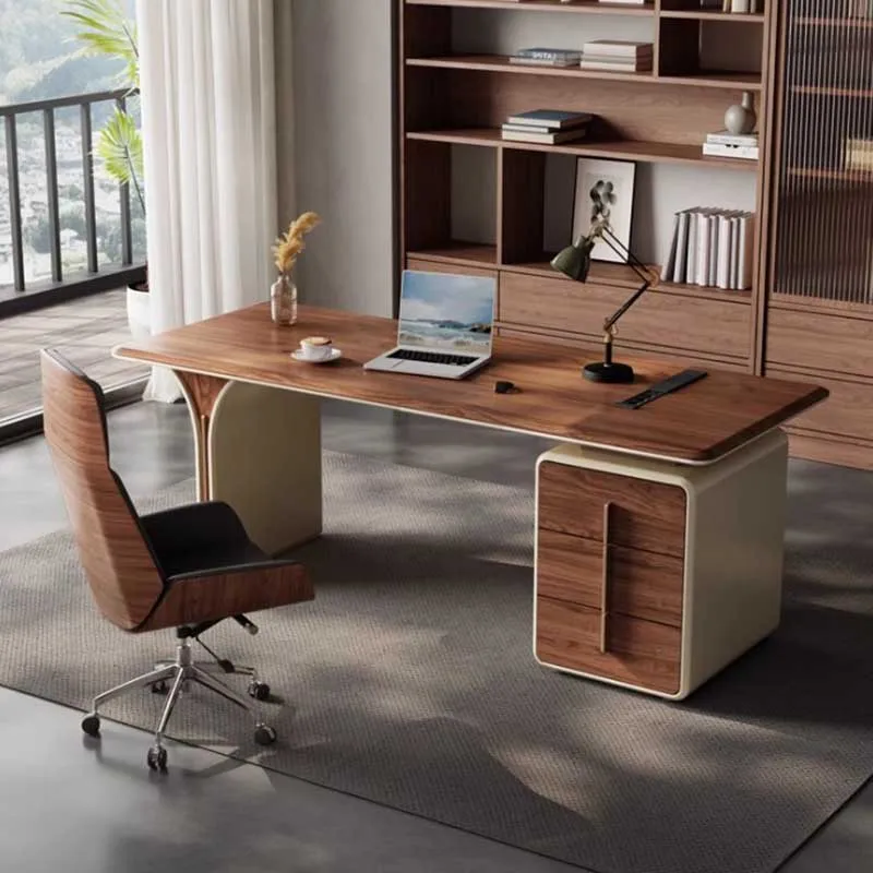 

Wooden Aesthetic Computer Desks Storage Wide Height Reading Office Computer Desks Table Study Set Mesa De Escritorio Furniture