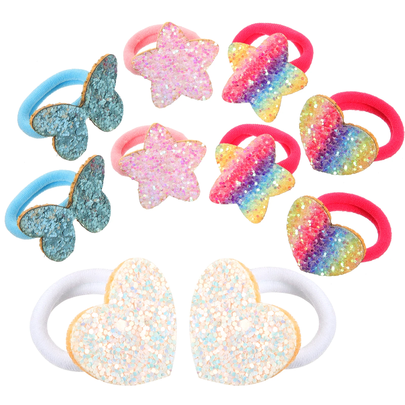 

Блестящие резинки для волос с блестками, высокоэластичный держатель для хвоста, блестящие аксессуары для волос для маленьких девочек, милые аксессуары для вечеринки, фестиваля