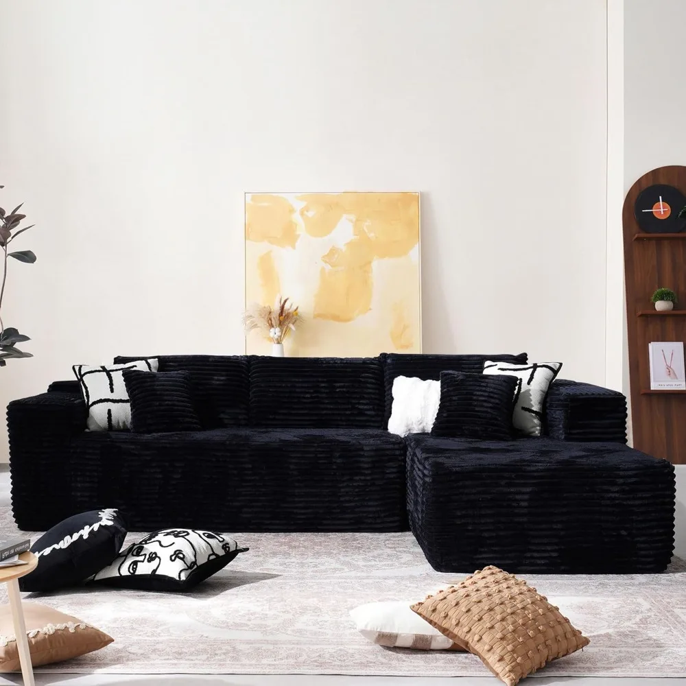 

104" Cloud Sectional Couch with Comfy Chaise, Boneless L Shape Sofa with Deep Seat, Minimalist Modular Couches Sleeper for Livin