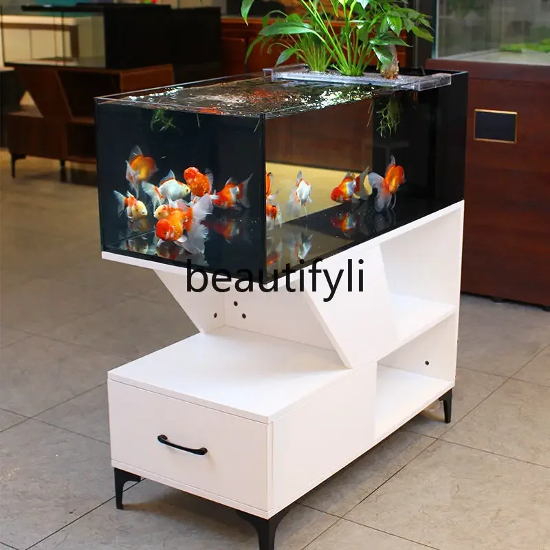 

Self-circulating fish tank bottom cabinet desktop stream side filter ultra-white glass boutique
