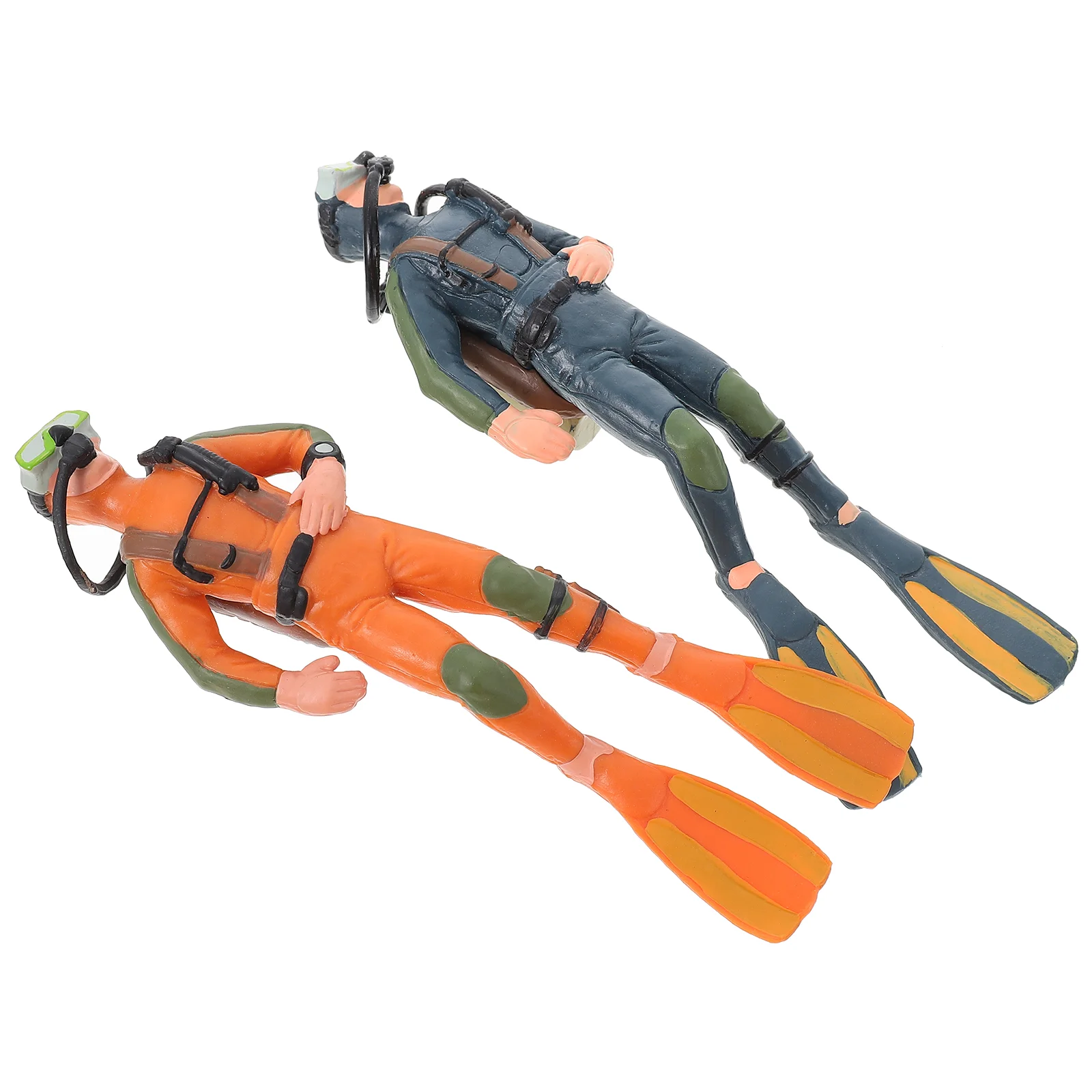 

2 Pcs Diver Model Scuberdivers Simulation Decor Scuba Desktop Ornament Scene Layout PVC Underwater Explorer Man