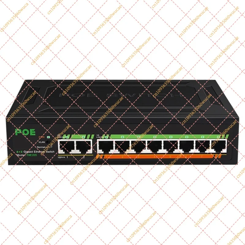8 Port Gigabit PoE Switch Built-in Power Supply With 2 Uplink Ports Metal Shell Energy Saving Network Switch