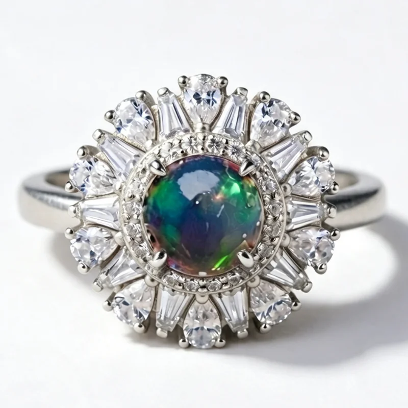 1pce 6mm Natural Opal Ring, S925 Sterling Silver | Play-of-Color | Boho | Thanksgiving, Halloween, and Black Friday Gifts 045