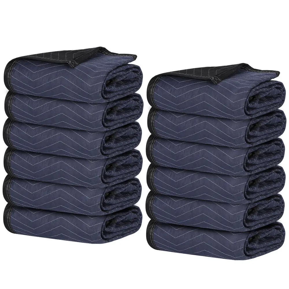 48 PCS Moving Blankets 80 ×72 inch Non-Woven Shipping Furniture Pads Blue