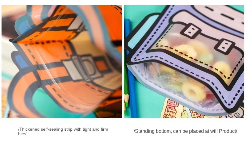 10-50 Stück Cartoon-Snackbeutel mit Selbstverschluss in Schulranzenform für Kekse und Süßigkeiten, Geschenkverpackung für Kindertag und Kindergeburtstag – Detail 8