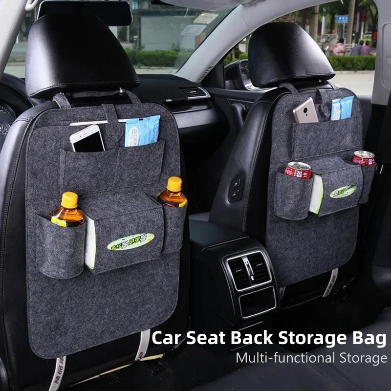 

1pc Car Seat Backrest Storage Bag Universal Multifunctional Suspension Felt Storage Bag 6 Storage Trailer Car Accessories