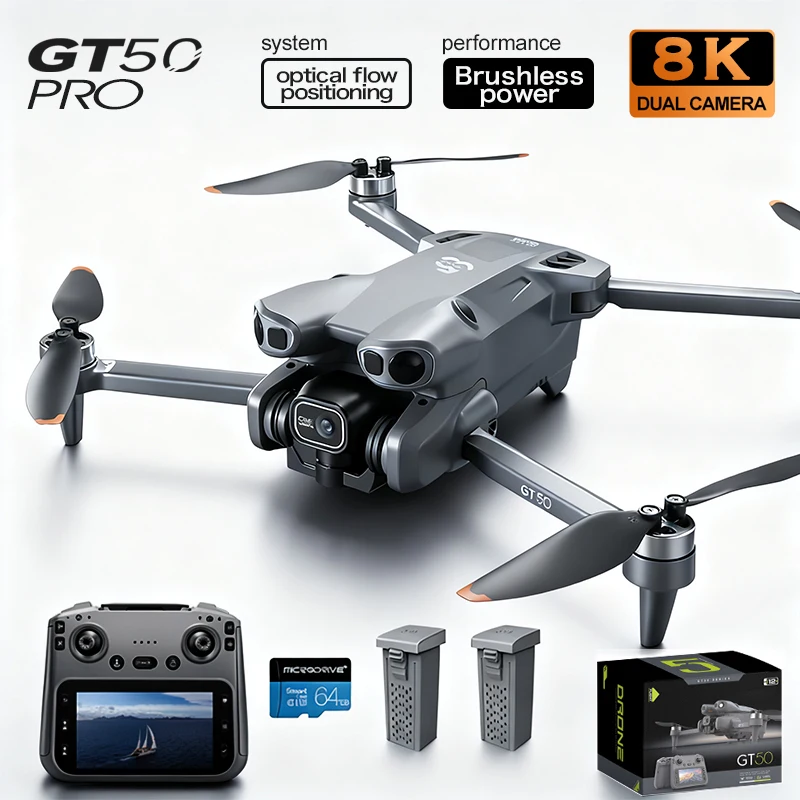 

Mini Drone GT50 4K Professional Dual Camera WIFI Large Screen Obstacle Avoidance Brushless Motor Rc Quadcopter Foldable Dron