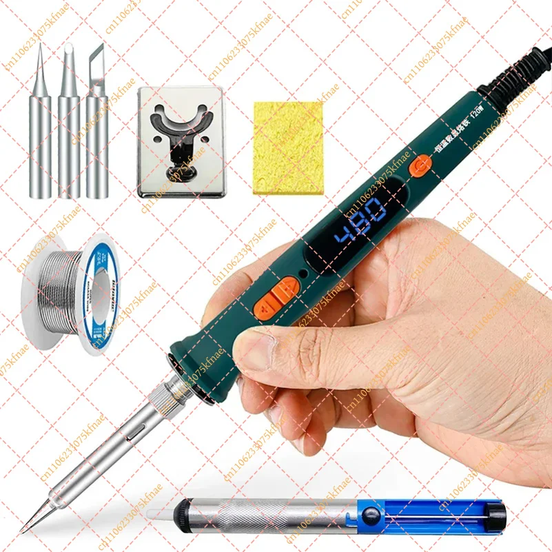 120W 220V Electric Soldering Iron Kit | LED Digital Display Adjustable Temp (200-600℃) Welding Tool Set
