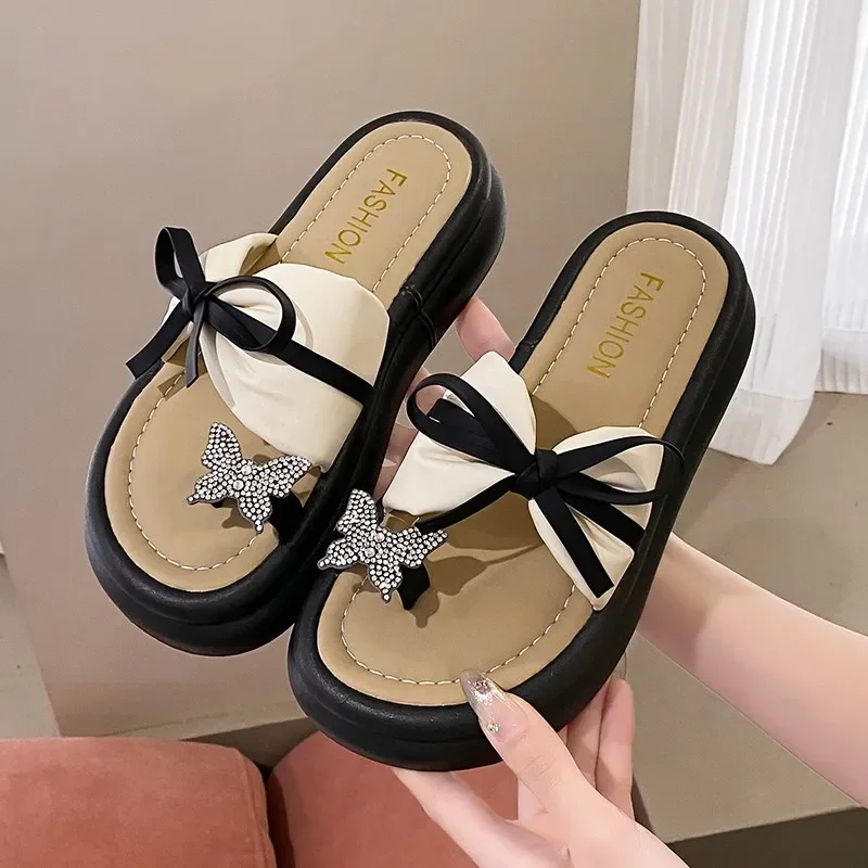 

Female Shoes Slippers Women Summer Luxury Slides Platform Low Rubber Flip Flops 2024 Designer Soft Hawaiian Rome Fabric Fashion