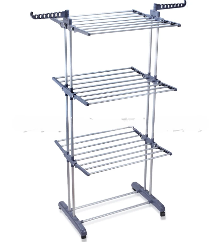 E-commerce cross-border sales stainless steel three-layer folding floor drying racks, household towel racks, shelves wholesale