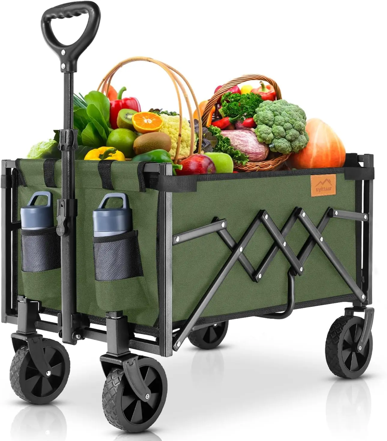 

Collapsible Wagon Cart Foldable with 220lbs Weight Capacity Lightweight Portable Folding Grocery Shopping Cart with Wheels for C