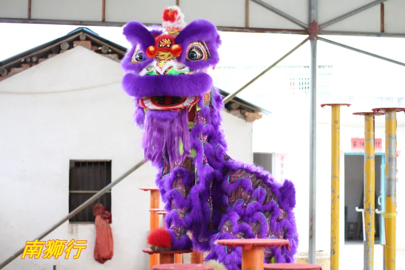 Purple Adult Lion Dance Mascot Costume New Chinese Folk Art Wool Southern Lion Mascot Costume Set Party Dress Costume Costume