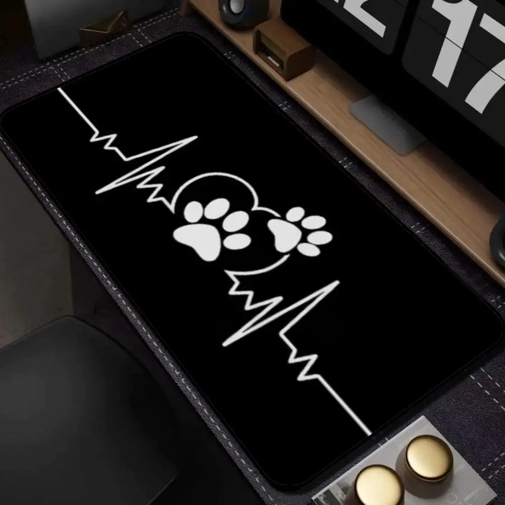 Dog Paw love Heart minimal Non-slip Rubber Stitched Edge mouse pad for PC Laptop Pet Dog Lovers Gamers Girls Office Home Decor