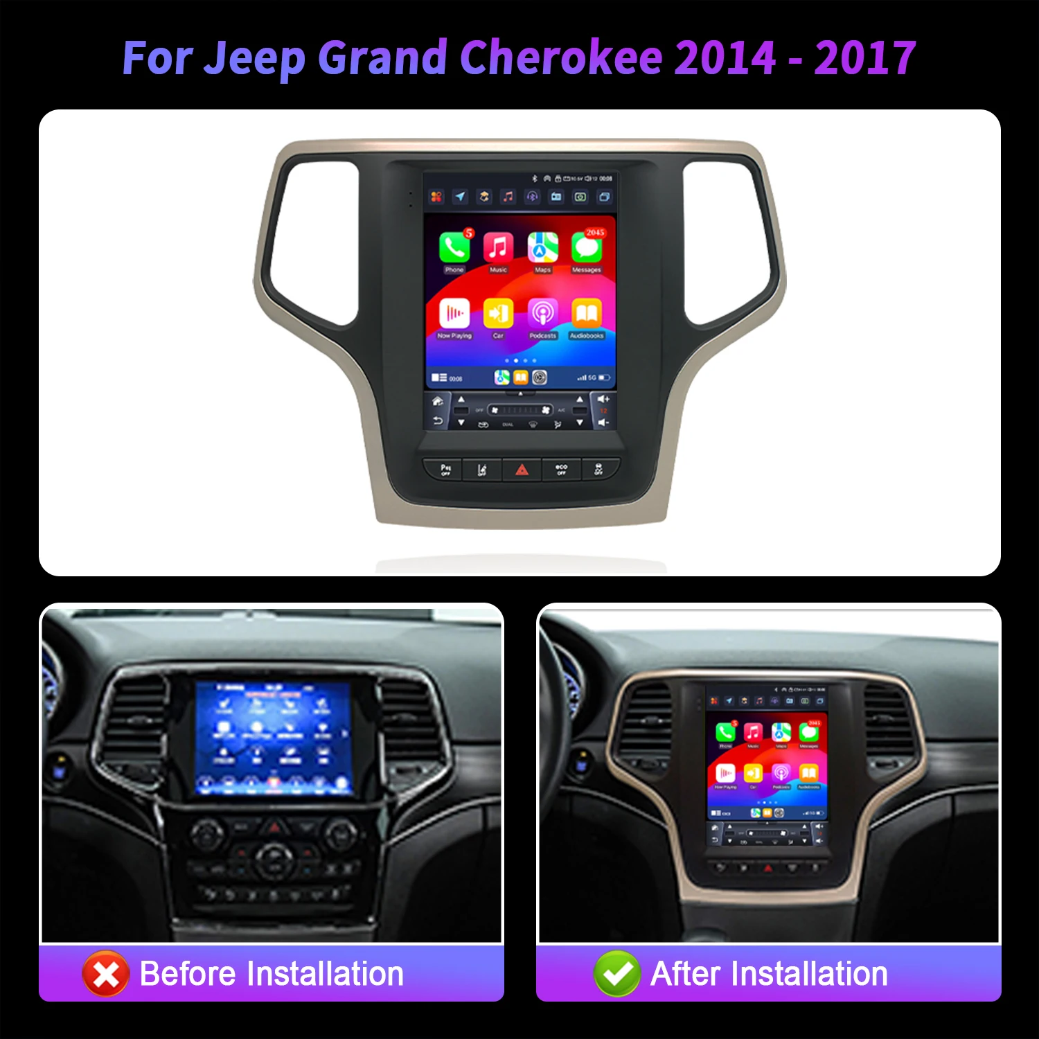 9.7inch Android 14 For Jeep Grand Cherokee 2014-2017 Monitor QLED Screen Car GPS wifi 4G Video Autoradio Navigation Stereo Radio