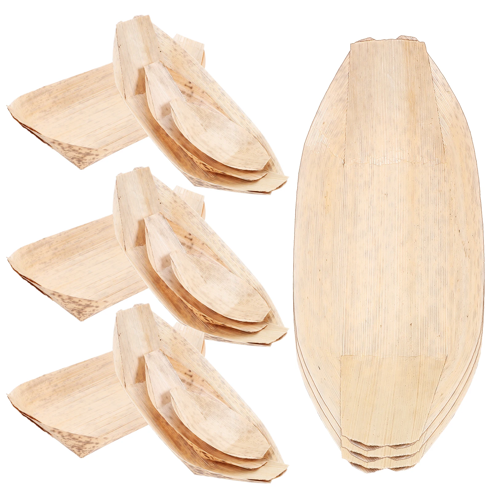 

40Pcs Bamboo Boat Tray Sushi Serving Plates Disposable Food Boats for Appetizers Parties Picnics Bbqs Catering Events Sashimi
