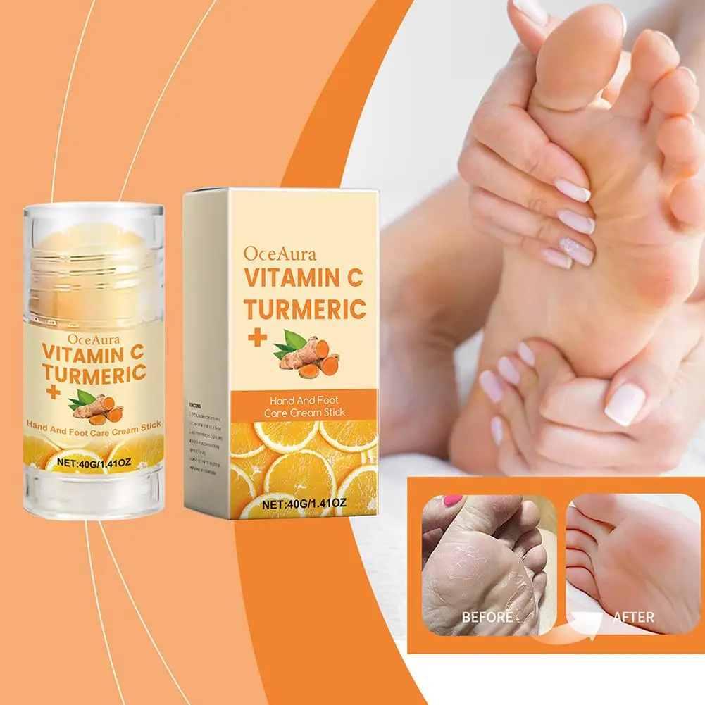 Bastão de mãos e pés com vitamina açafrão, usado para hidratar os pés, as mãos com elasticidade da pele e V1K1