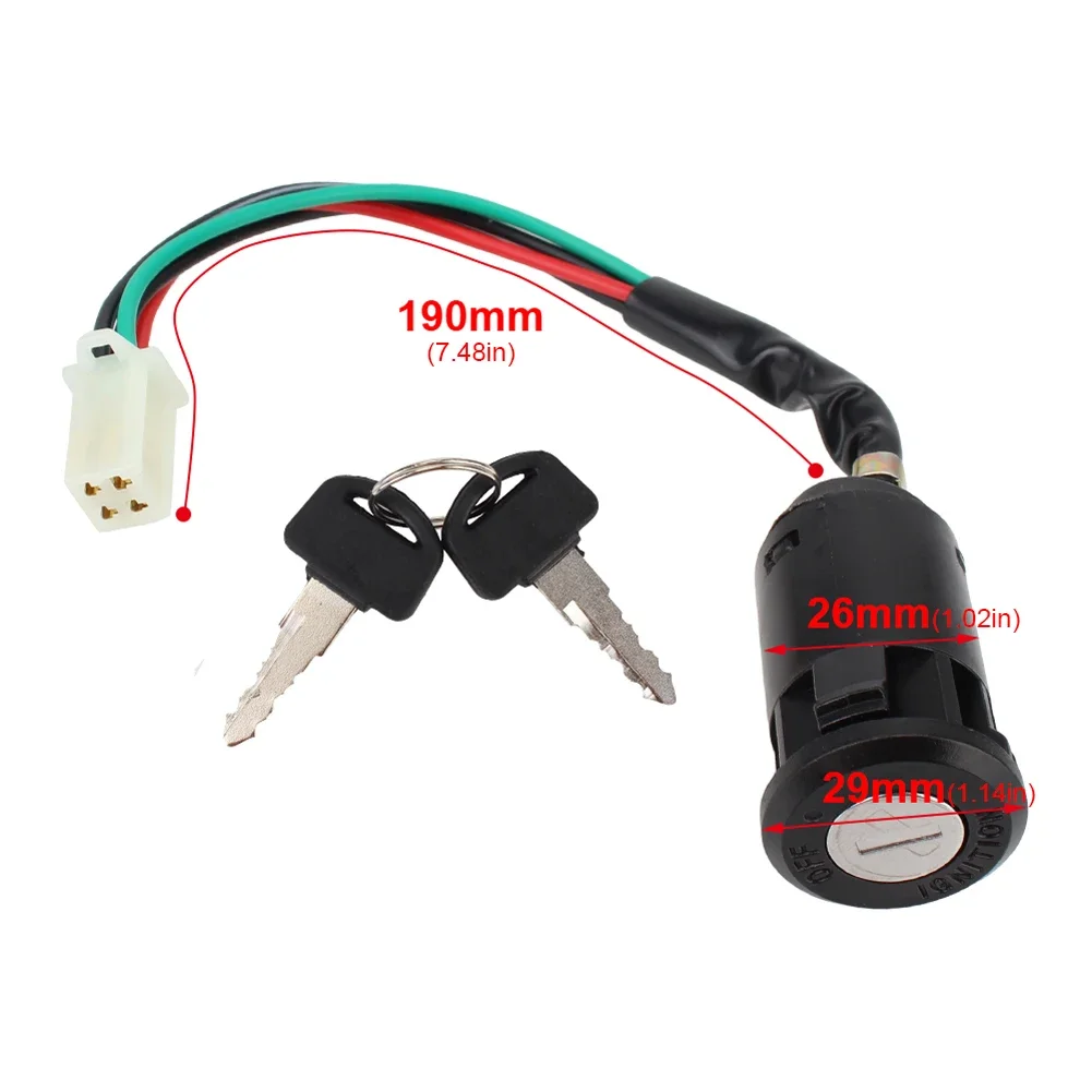 Universal Motorcycle Karting Ignition Switch 4 Pin Wire On/Off Ignition Switch with Keys for ATV 50/70/90/110/150/250cc
