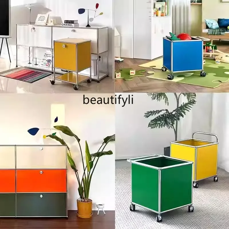 Armoire de Rangement en Acier Inoxydable, Meuble TV Parallèle Médiéval USM, Combinaison de Modules, Armoire Latérale