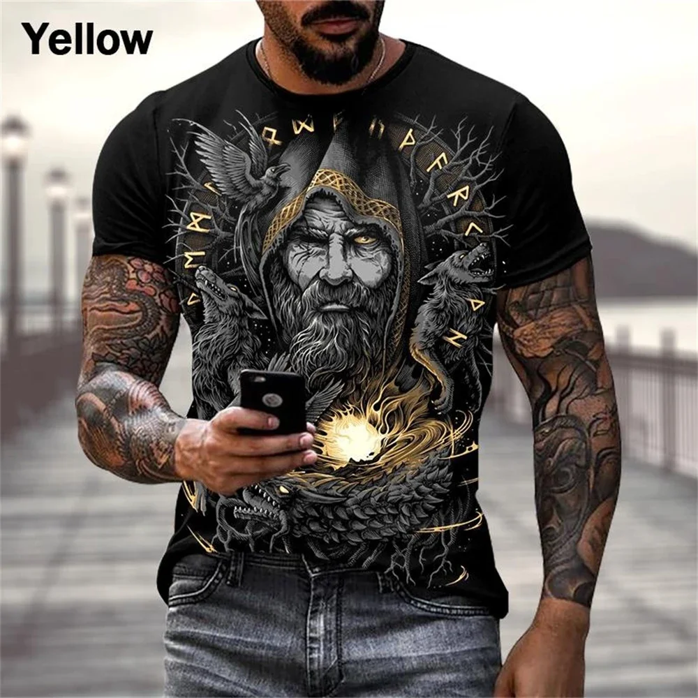 Viking Warrior 3D printed men\'s T-shirt, oversized short sleeved shirt, Nordic style, designer clothing, summer