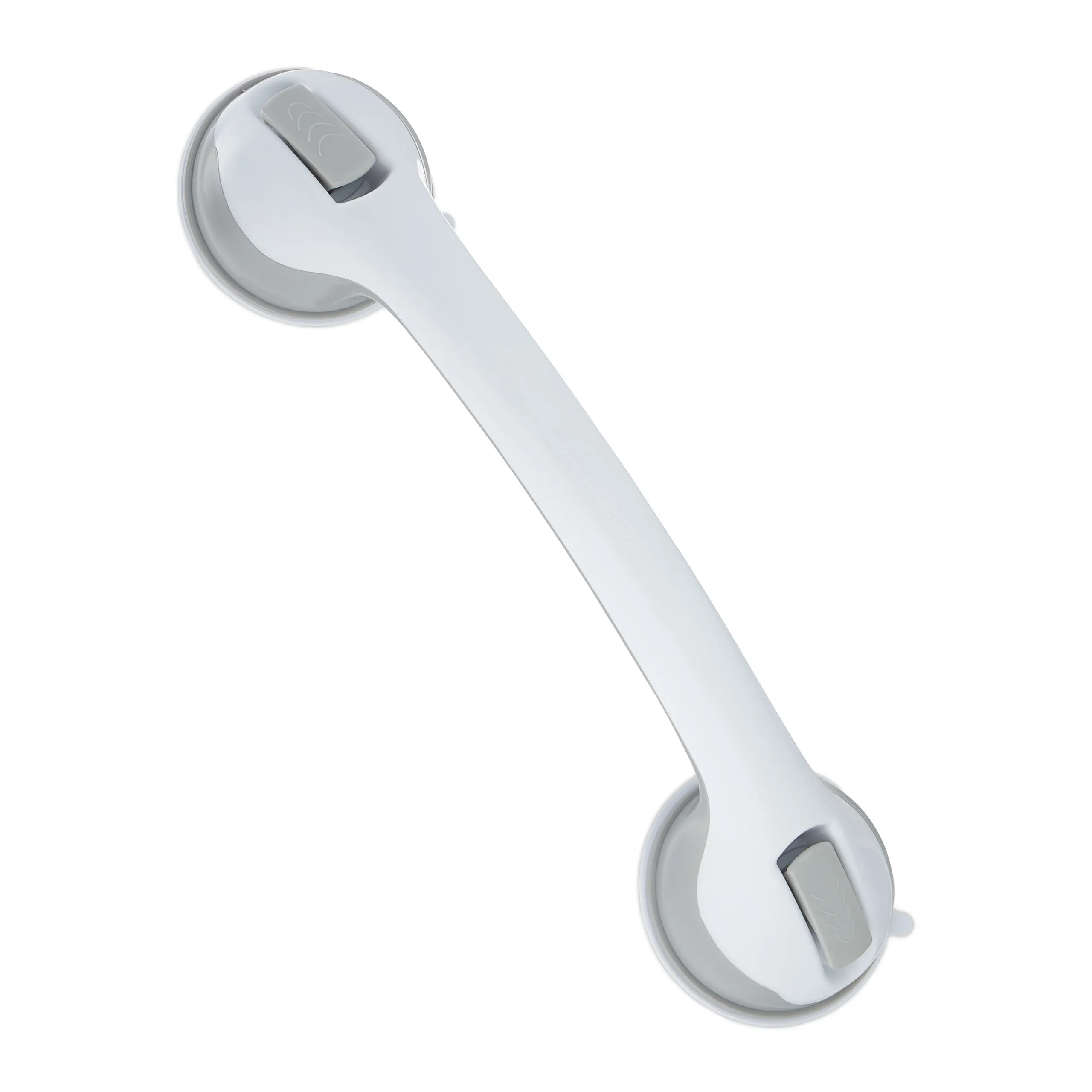 2 Maniglie di Sostegno a Ventosa, per Doccia, Vasca e WC, Capacità di Carico 70 kg, Plastica e Gomma, Bianco-Grigio, Sollevatore a Ventosa, Maniglia di Sostegno per Vasca, Relaxdays