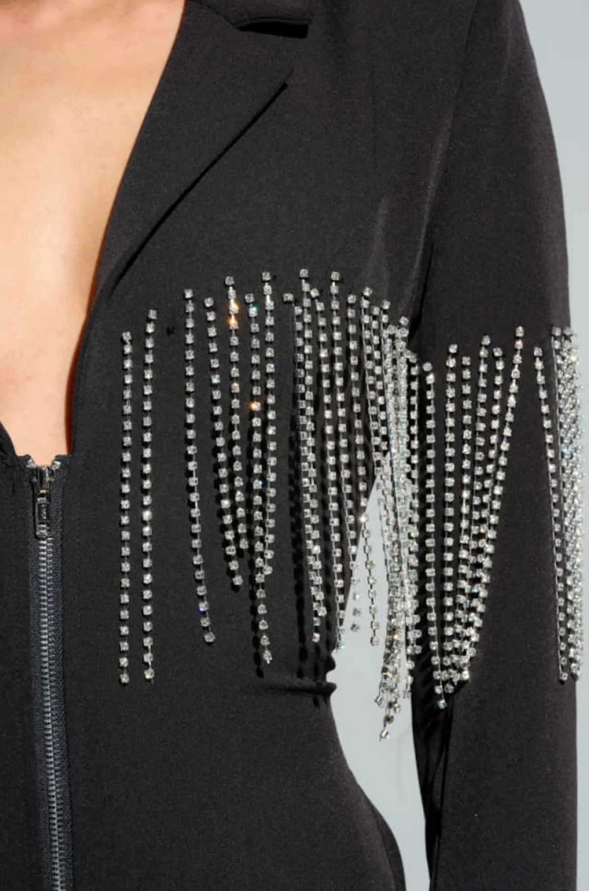 Trajes de Mujer a la Moda, 1 Pieza, Blazer con Cremallera, Borla de Cristal, para Ocasiones Formales, Banquetes, Fiestas de Cumpleaños, Personalizado