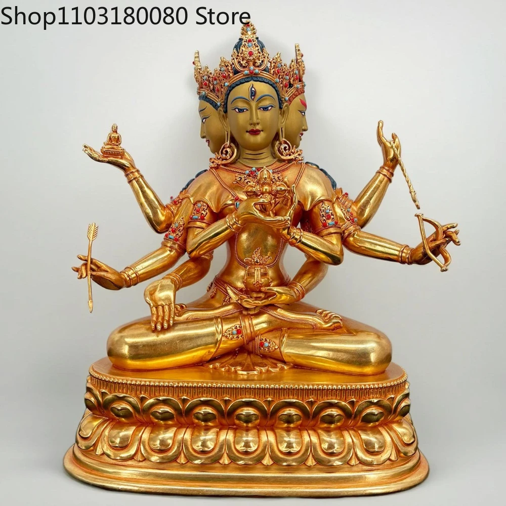 Top quality Copper gilding usnisa vijaya Buddha statue Brass inlay Namgyalma sculpture,45cm,31cm,21cm,16cm