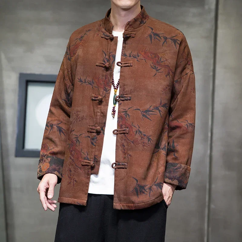 Chinese Style Jacket Jacket Men's Spring and Autumn Men's Ancient Style Printing Youth Zhongshan New Chinese Tang Suit