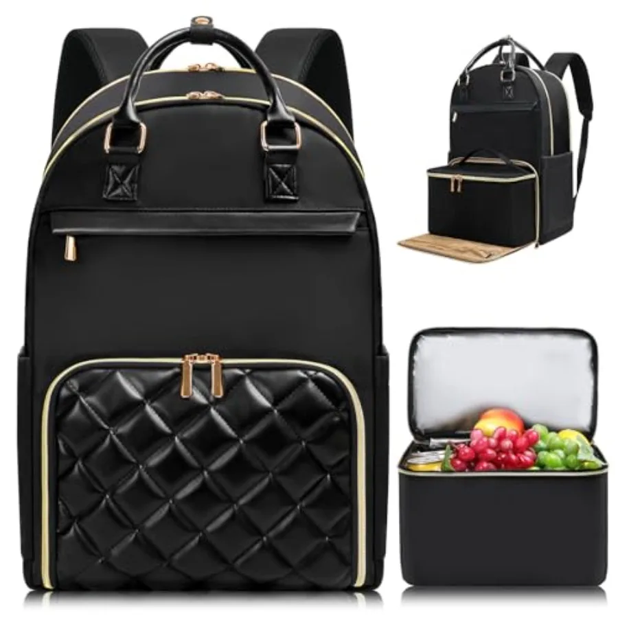 

Рюкзак для обедов и ноутбука 15,6 дюймов с термоотделением для ланч-бокса, женский рабочий рюкзак для бизнеса, учителей, медсестер, путешествий