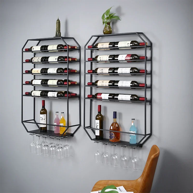 Metallic Liquor Stand Wall-Mounted Repository for Dining Venues Artistic Beverage Support Bar Ornament Fashionable Cask Rack