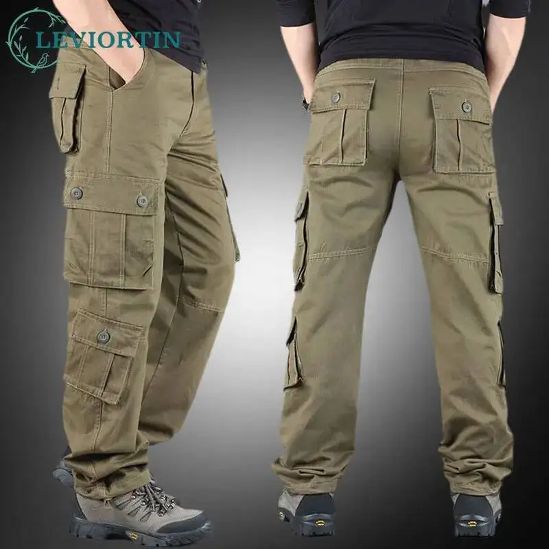 

Spring and Autumn Men's Versatile Straight Tube Multi Pocket Casual Work Pants Men's Military Tactical Outdoor Hiking Pants