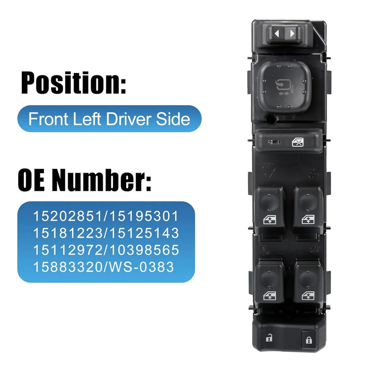 15883429 Car Front Driver Side Master Power Window Lift Switch with Folding Mirrors for Hummer H2 2005-2007