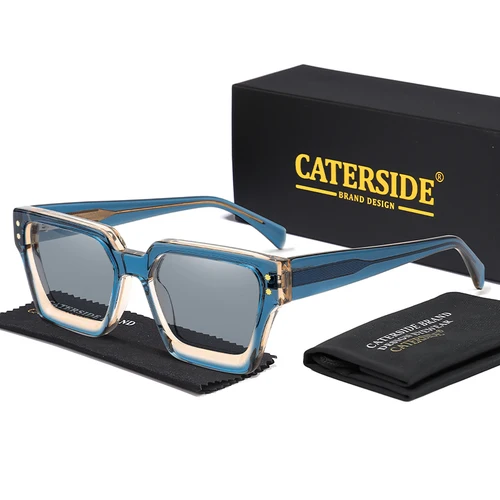 Imagen 2 del producto CATERSIDE, gafas de sol polarizadas Vintage para hombre, montura de acetato, gafas de sol de alta calidad, diseño de marca, gafas de conducción para fiesta para mujer