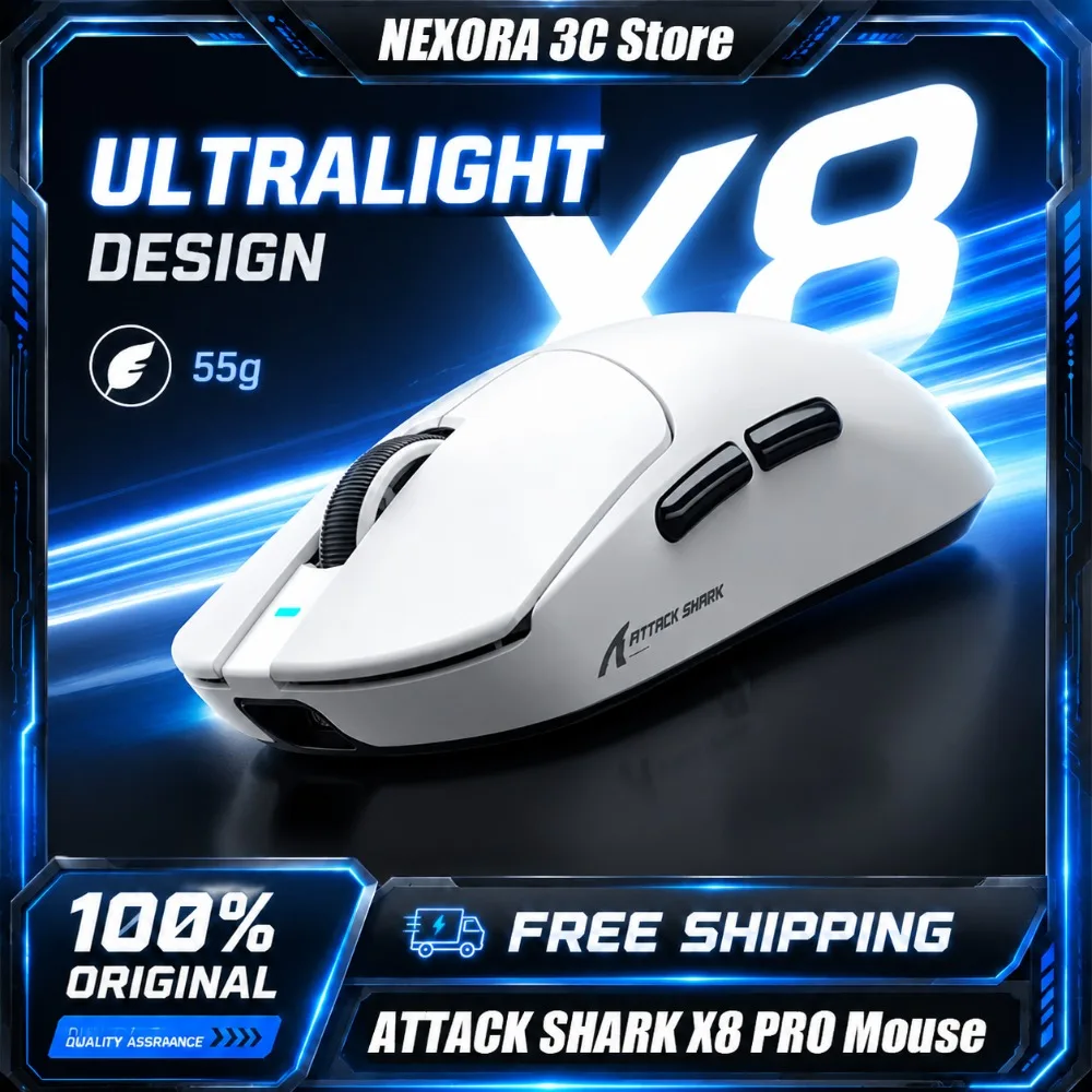 attack-shark-x8-pro-x8-ultra-wireless-mouse-8k-paw3395-3950-26k-30dpi-wired-gaming-mouse-accessories-laptop-gift