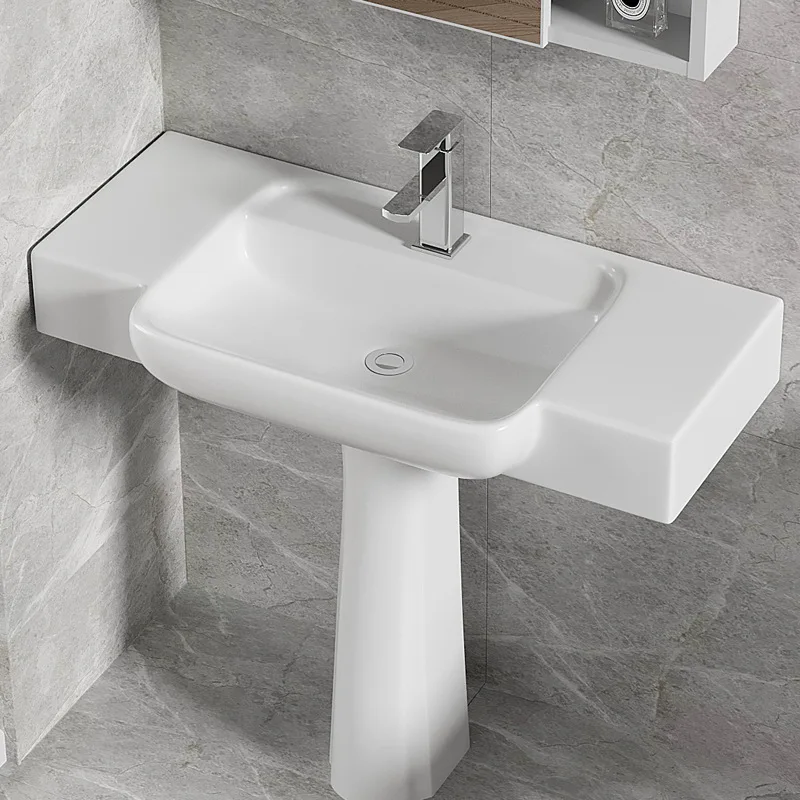 

Household ceramic column basin wash basin integrated floor type wash bathroom table small apartment