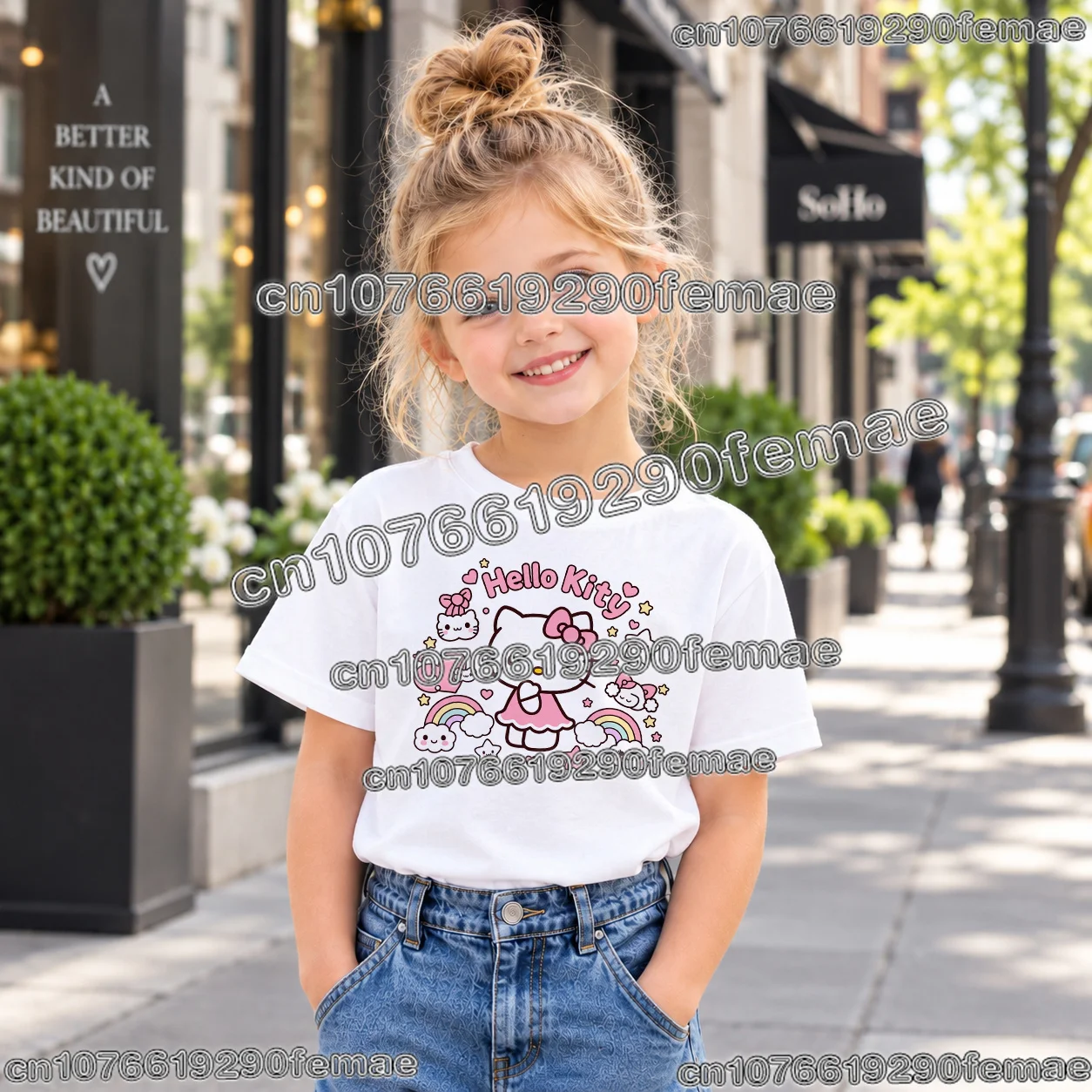 Hello Kitty Fashion Cotton T Shirt Kids Adults Cartoon Print Y2K Casual Loose Fit Streetwear Soft Comfortable Unisex Clothing