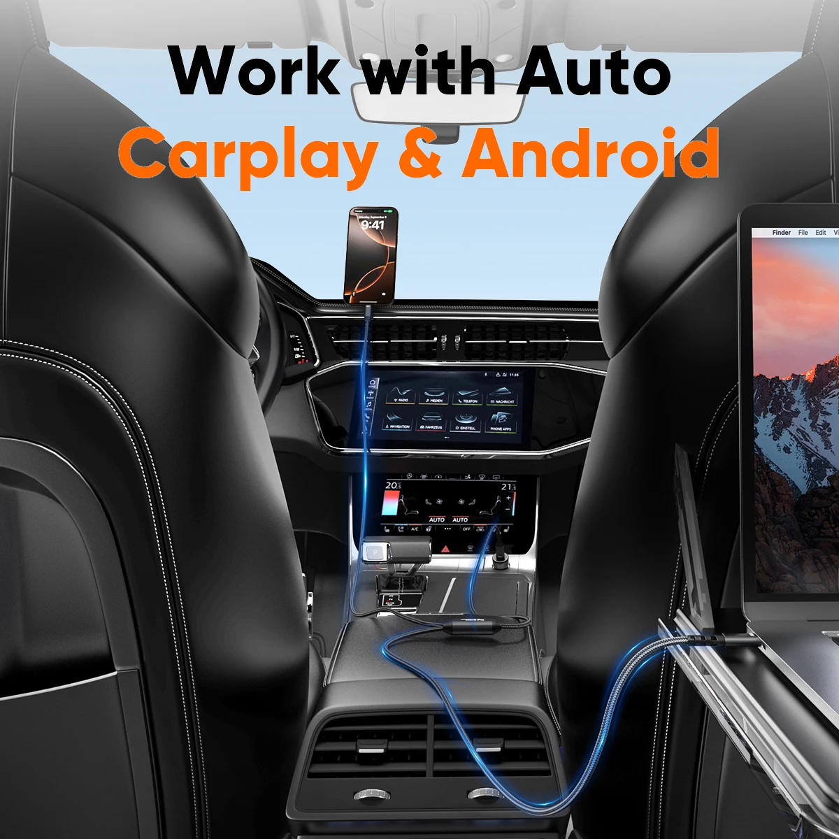 كابل CableCreation USB C 2 في 1، 4 أقدام طويلة 6 أقدام USBC إلى USB-C مزدوج، USB C 140W Max PD شحن من النوع C الفاصل لهاتف iPhone 16